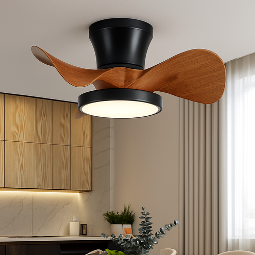 ventilateur de plafond moderne silencieux avec lumière led et télécommande - vue 3 sur 9