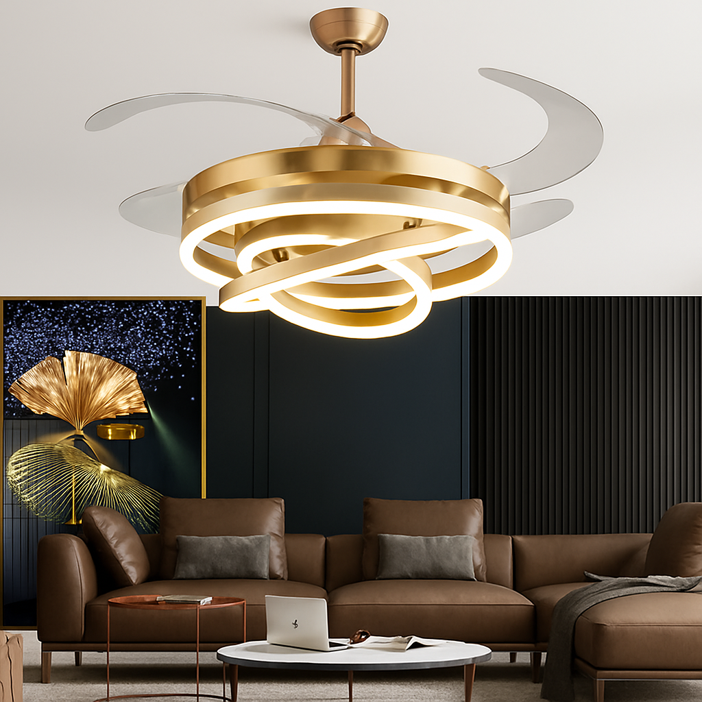 ventilateur de plafond silencieux avec télécommande et lumière LED - vue 3 sur 8