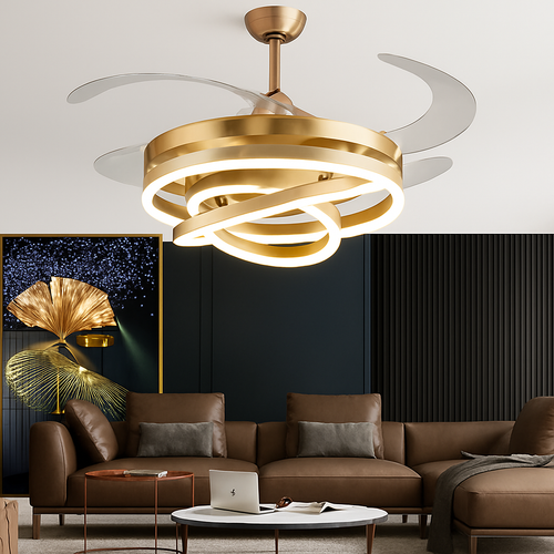 ventilateur de plafond silencieux avec télécommande et lumière LED - vue 3 sur 8