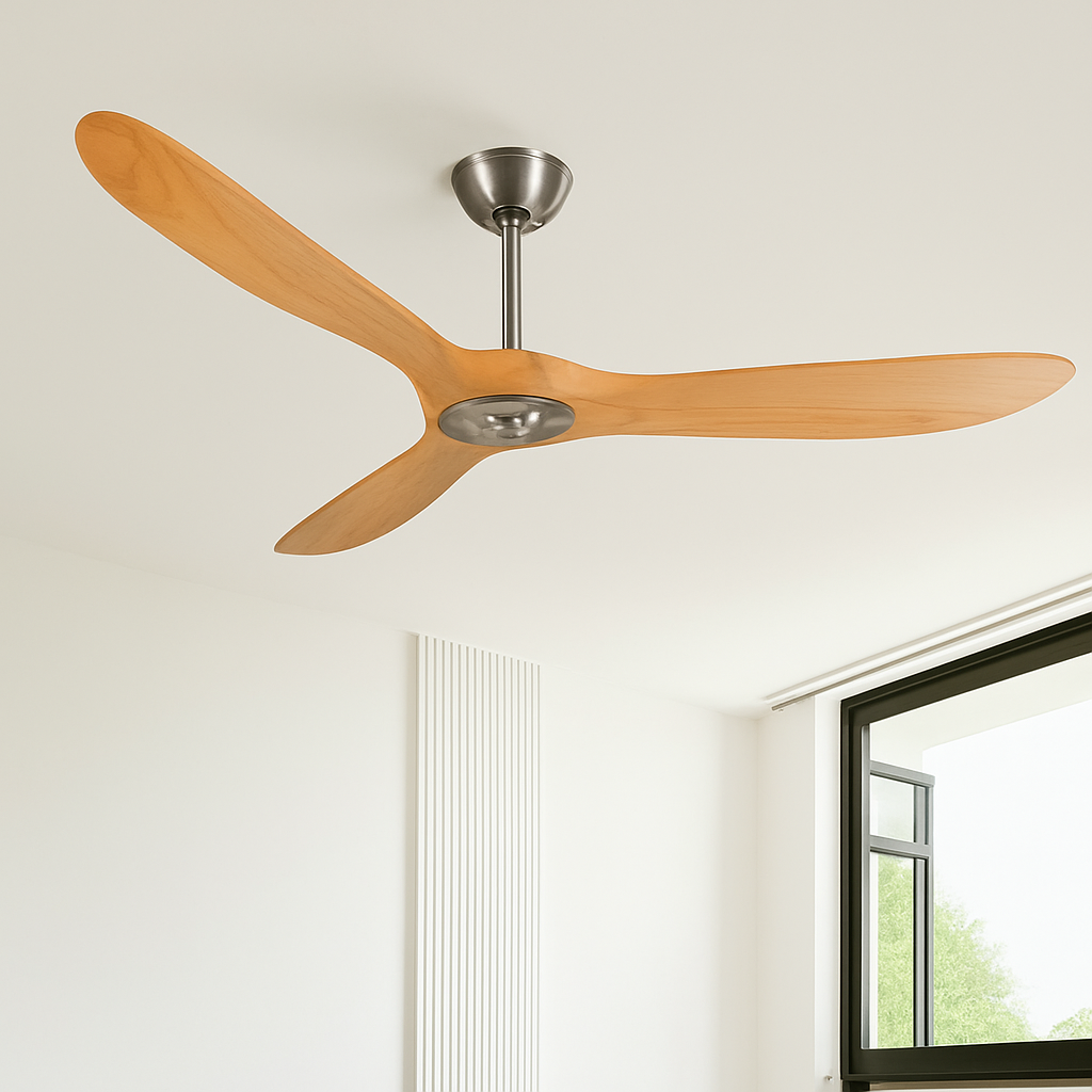 ventilateur industriel en bois télécommandé sans lumière - vue 4 sur 16