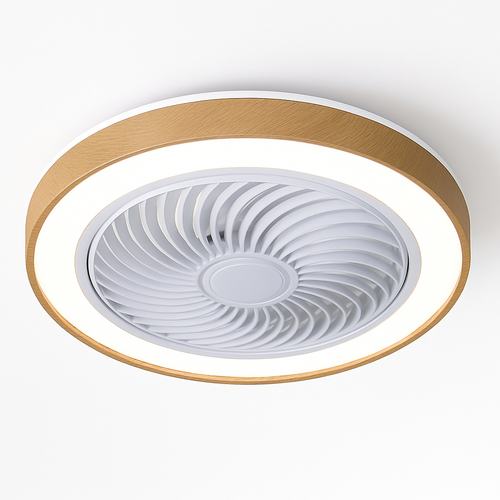 ventilateur électrique moderne en bois avec lumière led à distance - vue 2 sur 7