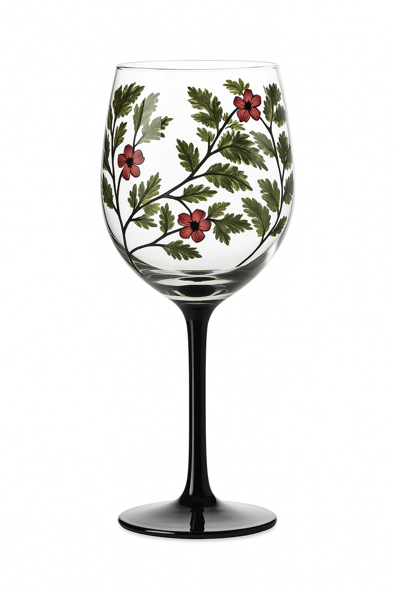 Verre a vin arbre quatre saisons peint main