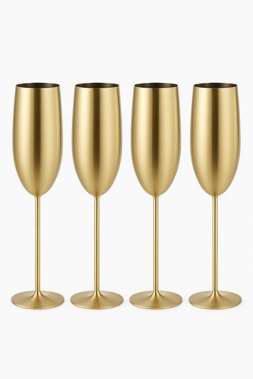 Verre champagne acier inoxydable texturé style coupe fête