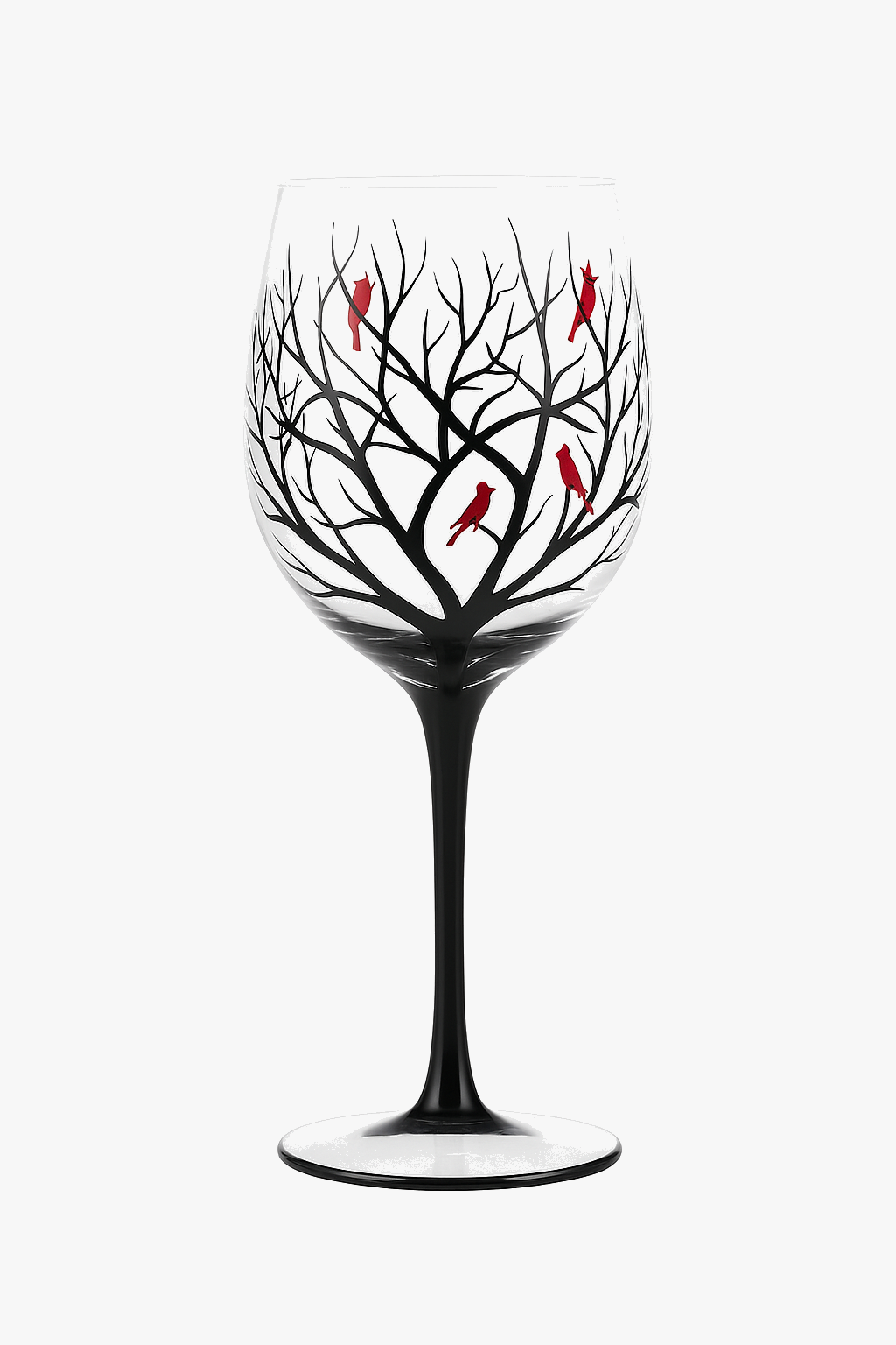 Verre à vin arbre quatre saisons peint main