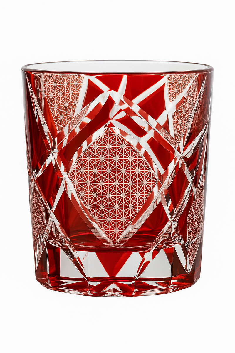 Verre whisky edo kiriko gravé motifs japonais artisanal
