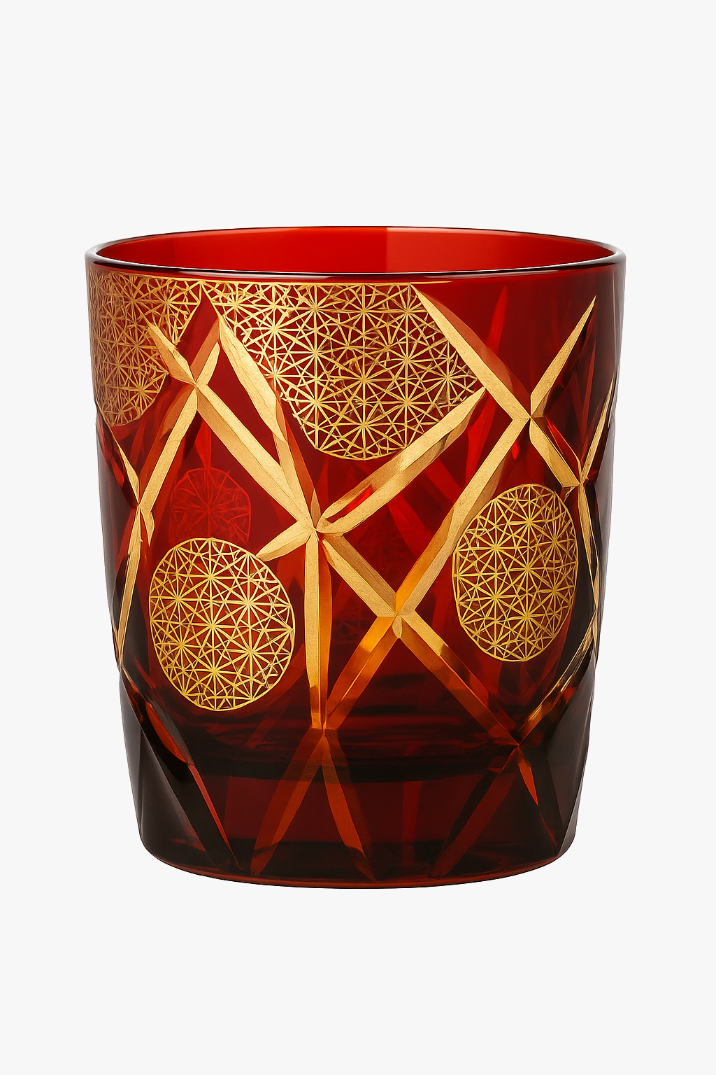 verre whisky edo kiriko motifs géométriques gravés main