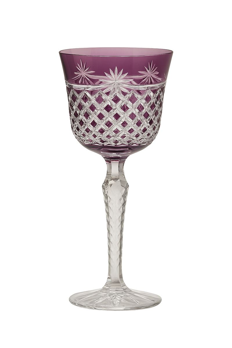 Verres à vin cristal style antique gravé main