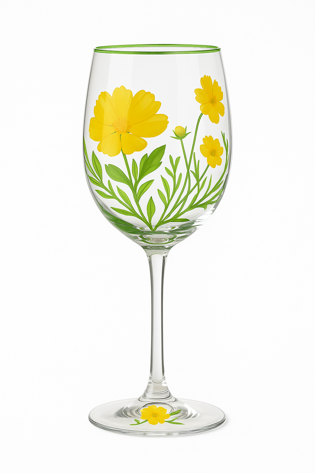 Verres à vin hauts floraux dessinés main lot