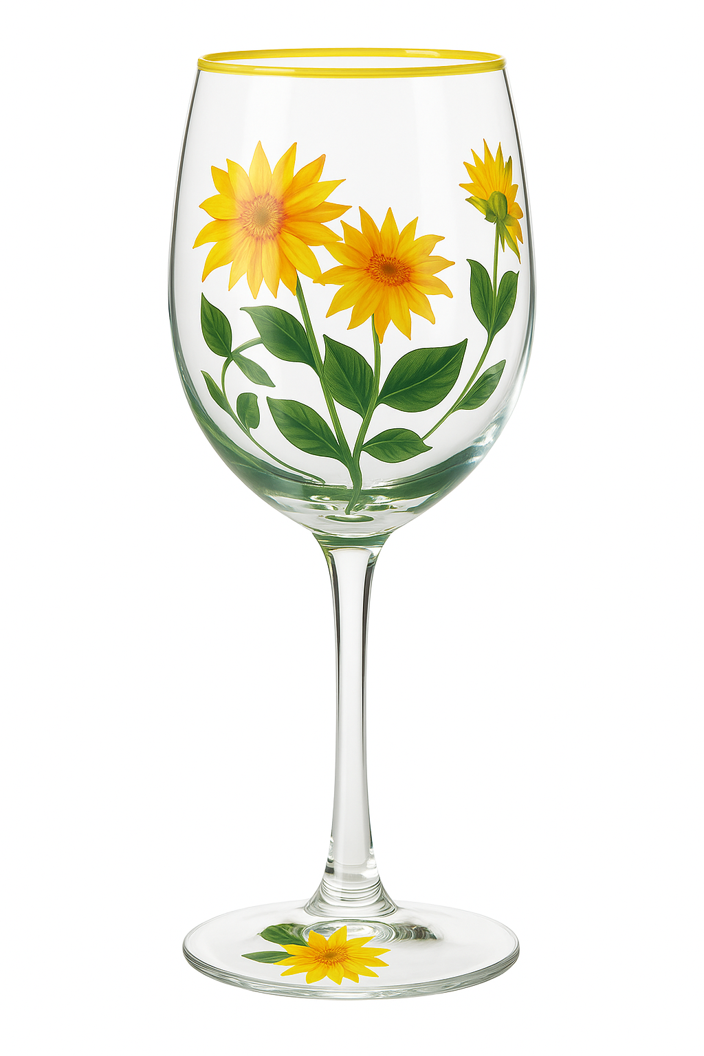 Verres à vin hauts motifs floraux dessinés main