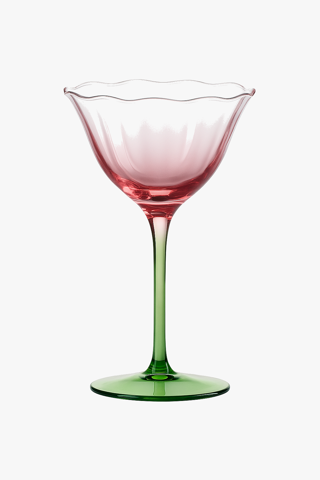 Verres vin cristal rétro motif floral rayé