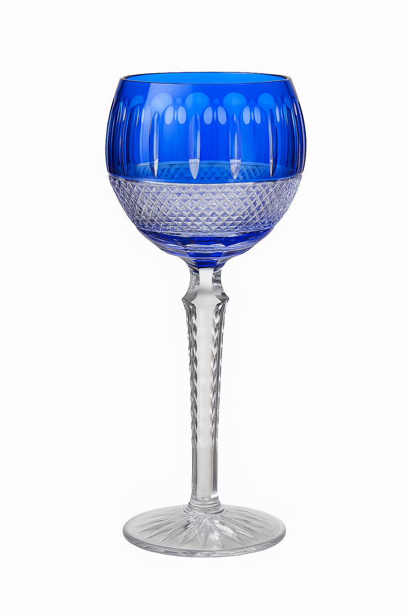Verres vin cristal style antique graves main pied
