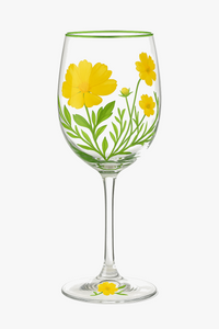 Verres à vin hauts floraux dessinés main lot