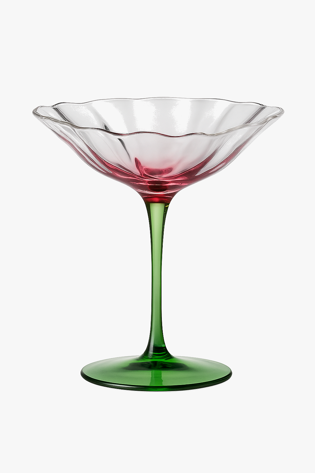 Verres à vin rétro cristal motif floral rayures