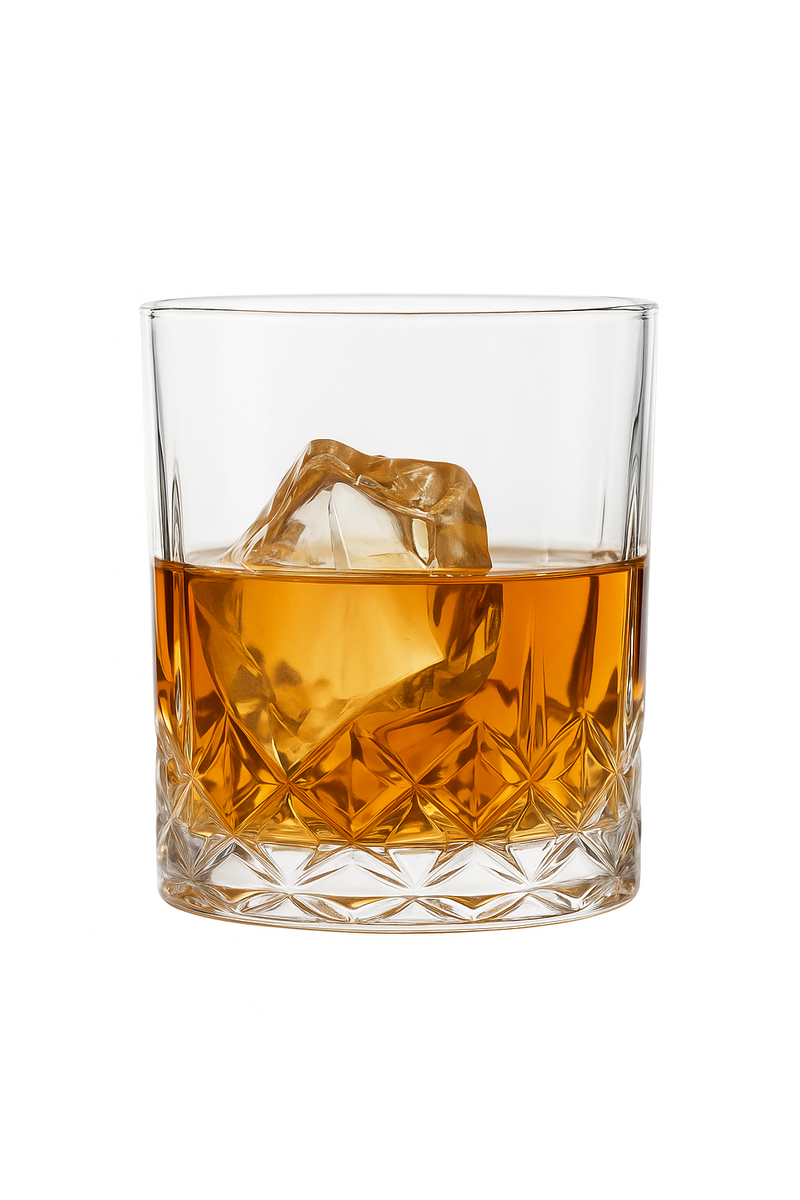 Verres whisky design motif relief style old fashioned