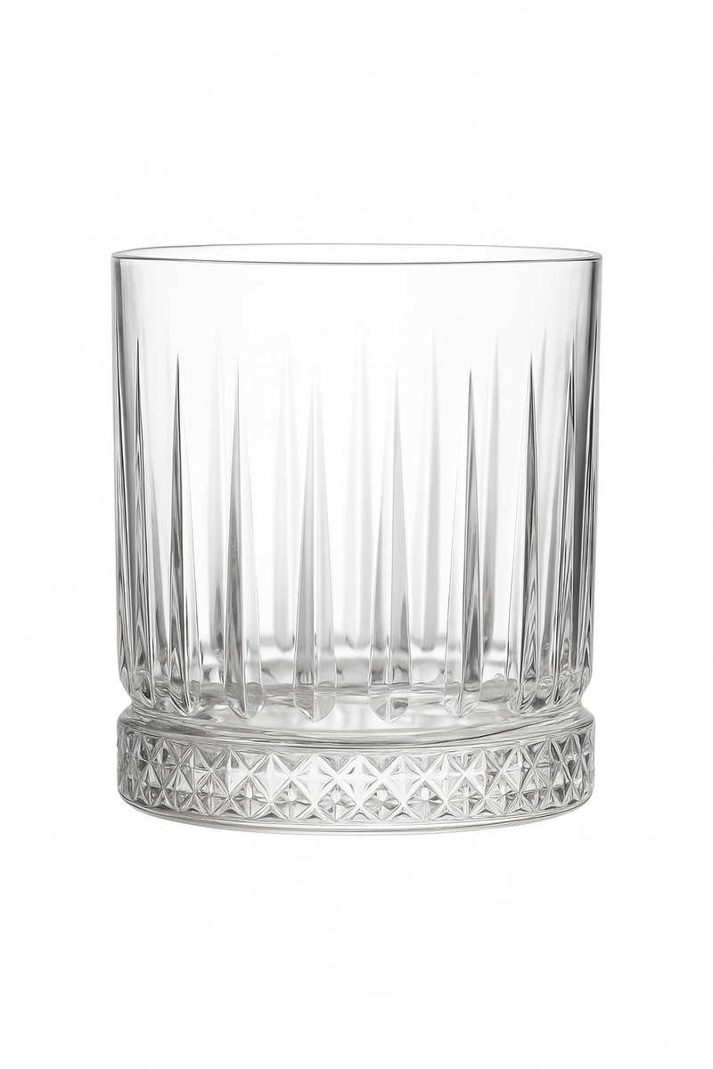 Verres whisky old fashioned style cristal motifs relief
