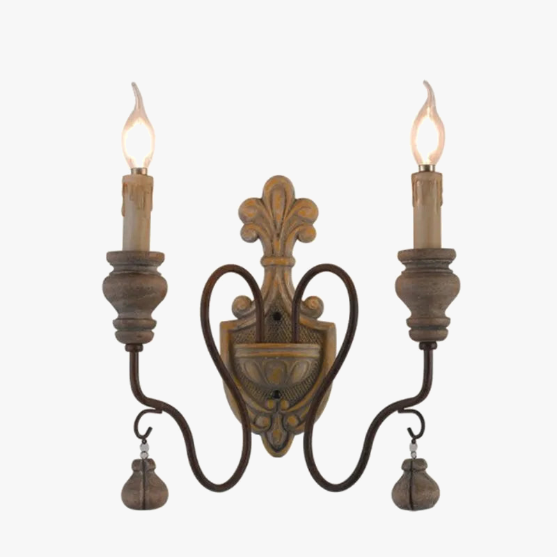 Paire Bougeoirs Muraux Bois Métal Shabby Chic Paire De Bougeoirs Muraux En Bois Et Métal Style Shabby Chic - Dimensions 40x15 Cm, Plateau Pliable, Décoration Rustique Bohème Pour Salon Chambre