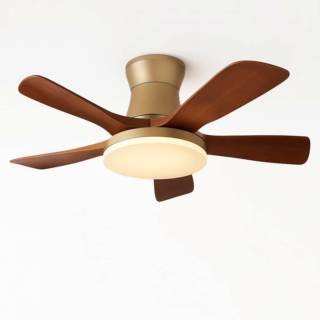 Walnut Color Wooden, Simple Vintage Modern Wabi-sabi style, Ceiling Fan light for Bedroom, Living, Dining Room, Study, Kitchen