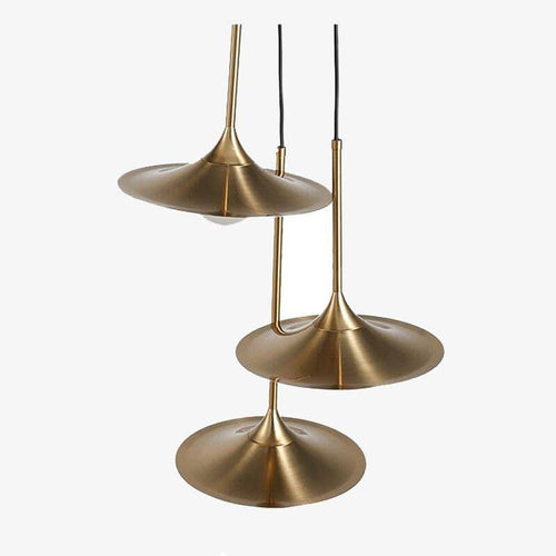 Suspension design LED en métal doré avec abat-jour arrondi Vigour - vue 2 sur 7