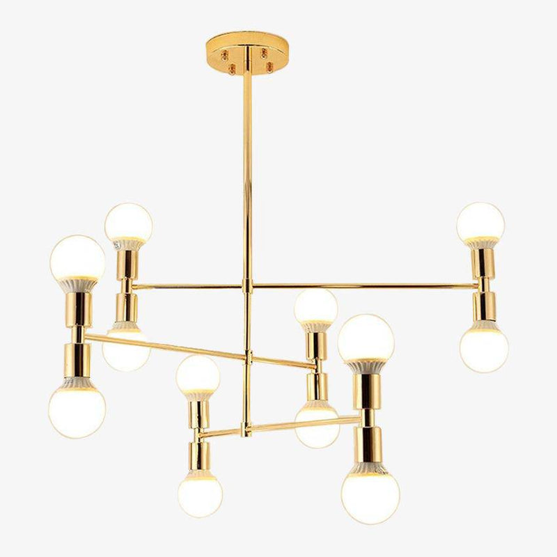 Design chandelier in gilded metal and ball lamps