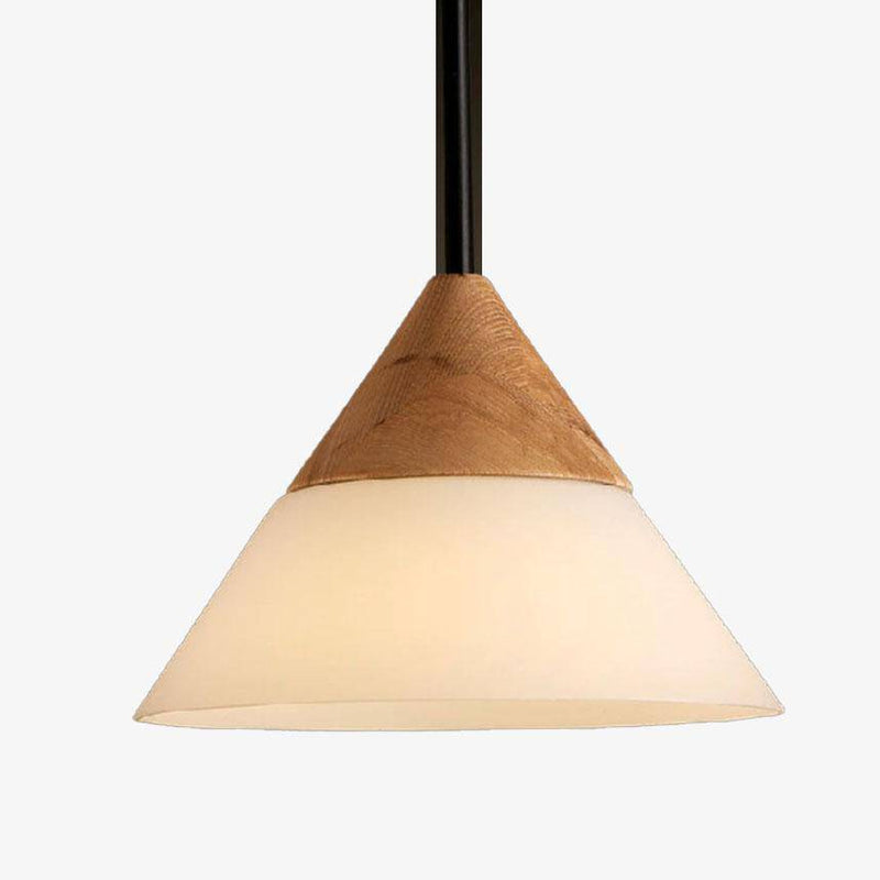 Lámpara de suspensión design LED con pantalla de madera y cristal Loft