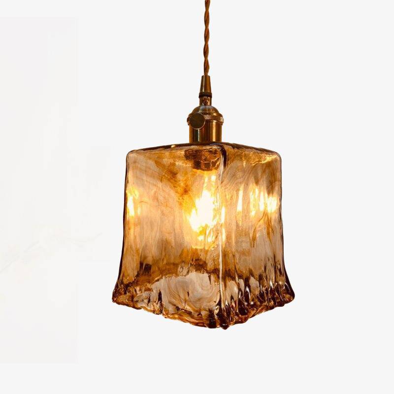 pendant light LED design with lampshade in amber glass Retro
