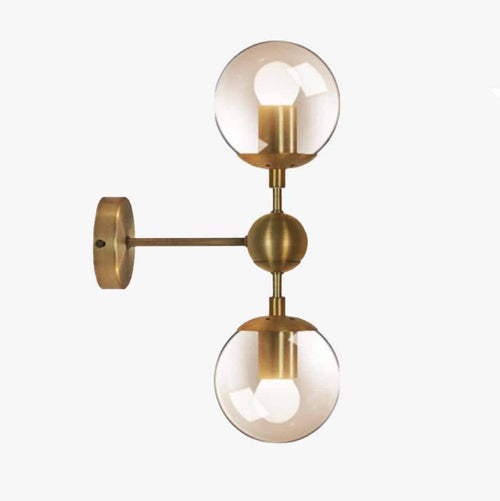 Applique murale dorée en boule (une ou deux lampes) - vue 3 sur 2