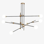 Lustre design noir avec plusieurs branches et verre Retro