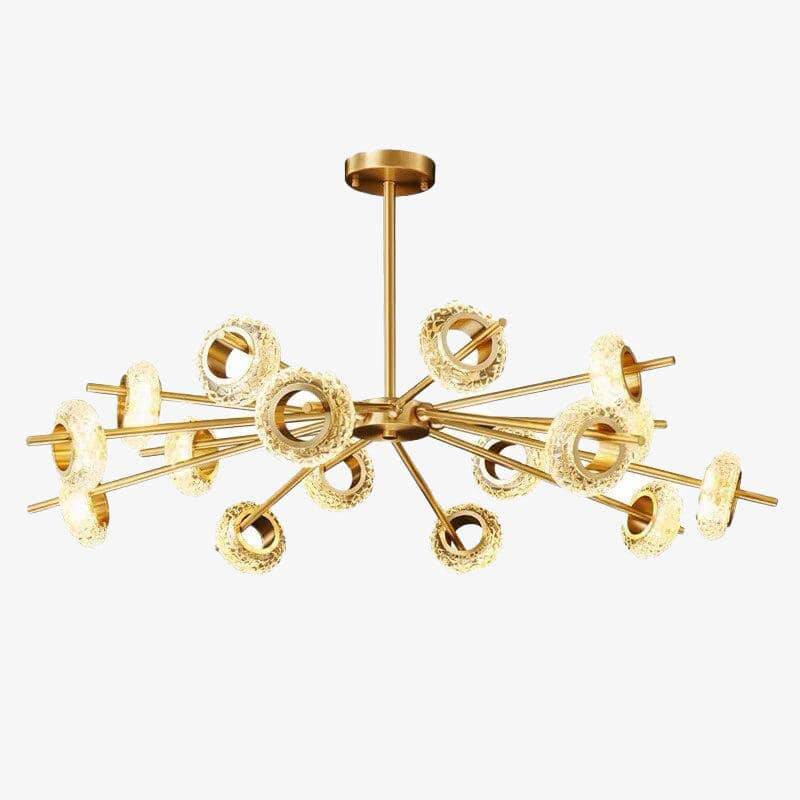 Lámpara de araña design con varios círculos de oro Loft