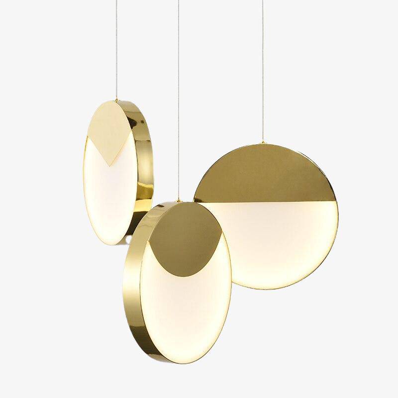 pendant light LED design with thick gold edge disc