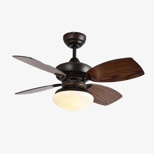 Ventilateur de plafond LED rustique à pales wengées (base noire ou blanche)