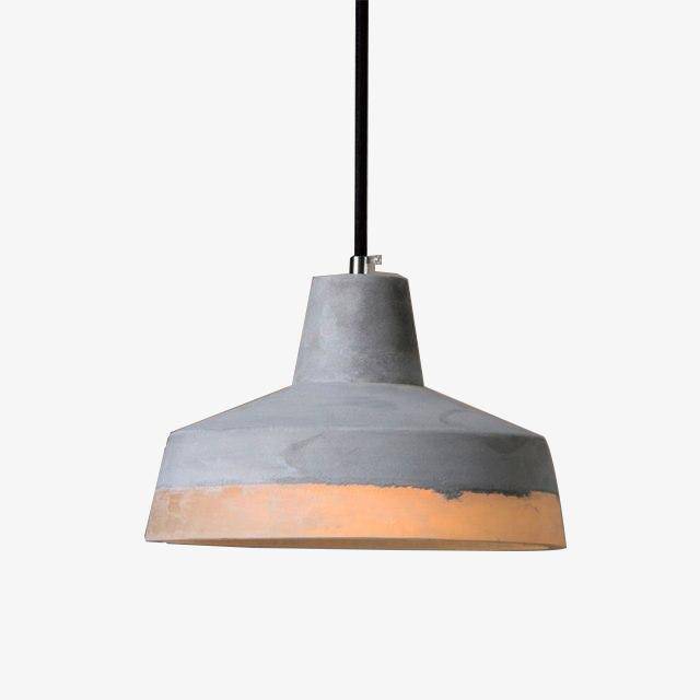 Suspension design à LED en ciment gris avec abat-jour arrondi Loft