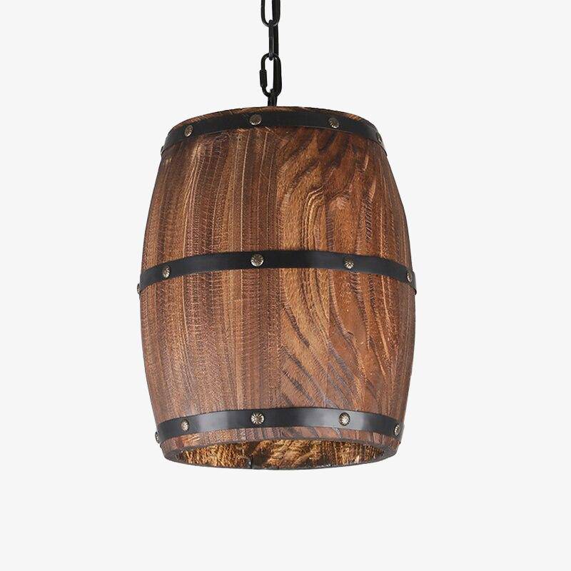 Suspension rétro à LED en bois style tonneau de vin Country