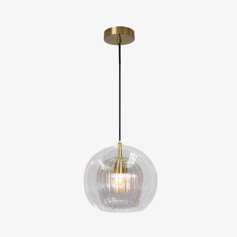 Suspension LED boule en verre avec tige dorée Modern
