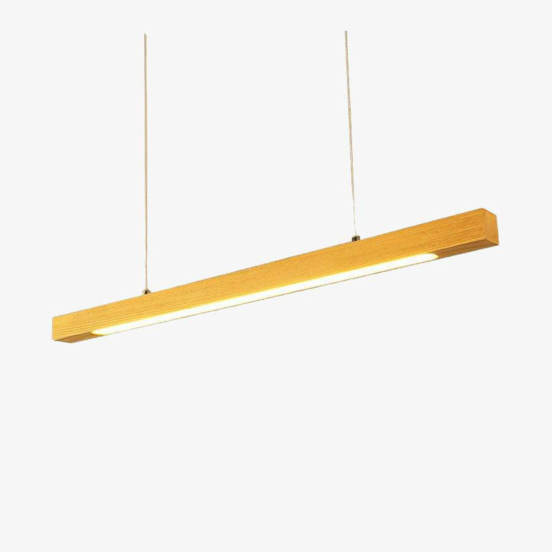 Long wooden design chandelier with LED Bar