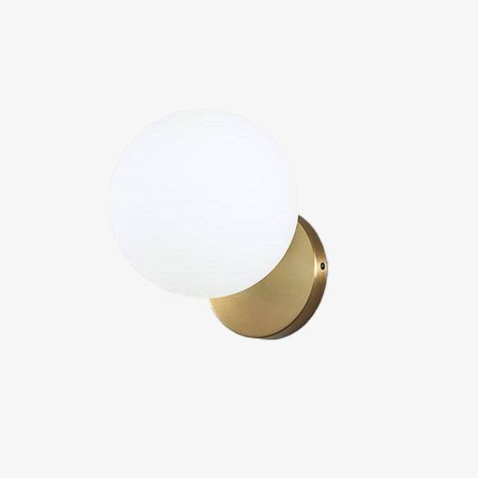 Applique à LED design boule en verre et support rond doré