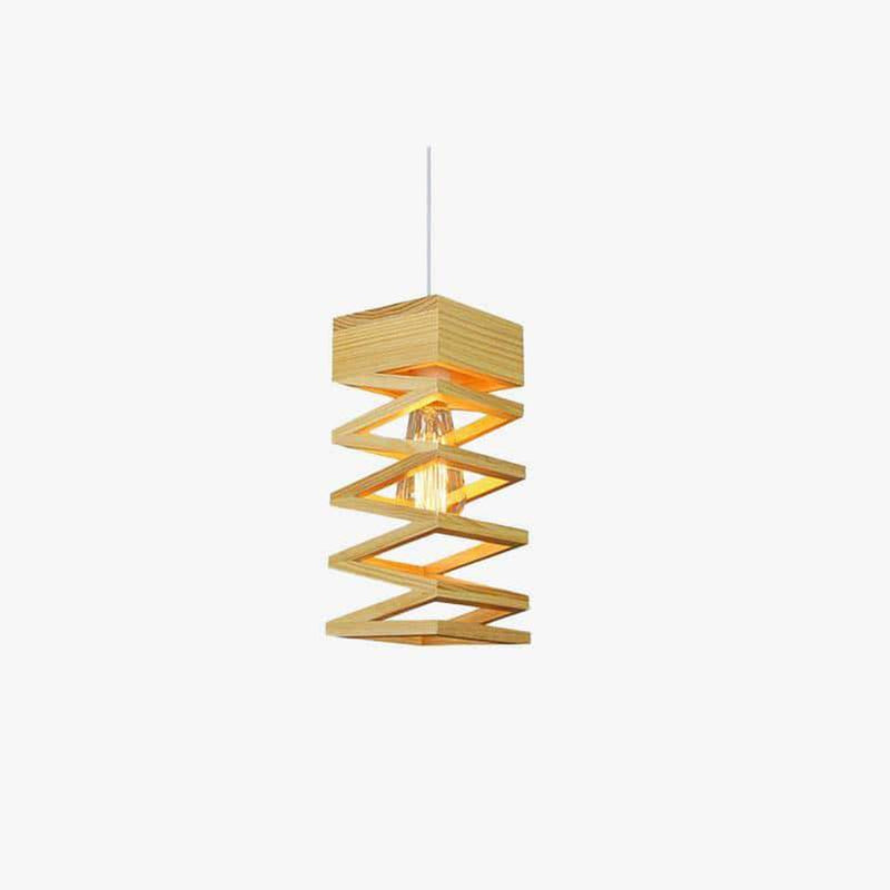 LED design pendant light in wood spring shape