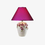 Lampe de chevet moderne à fleurs et abat-jour en tissu (plusieurs couleurs)