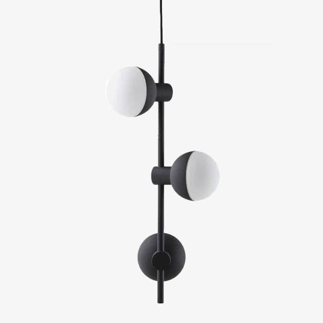 pendant light modern black metal LED with three glass balls Candlestick