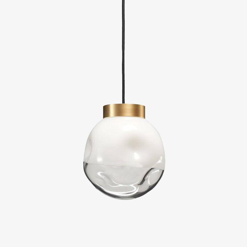 pendant light LED design in glass and gold metal Hang