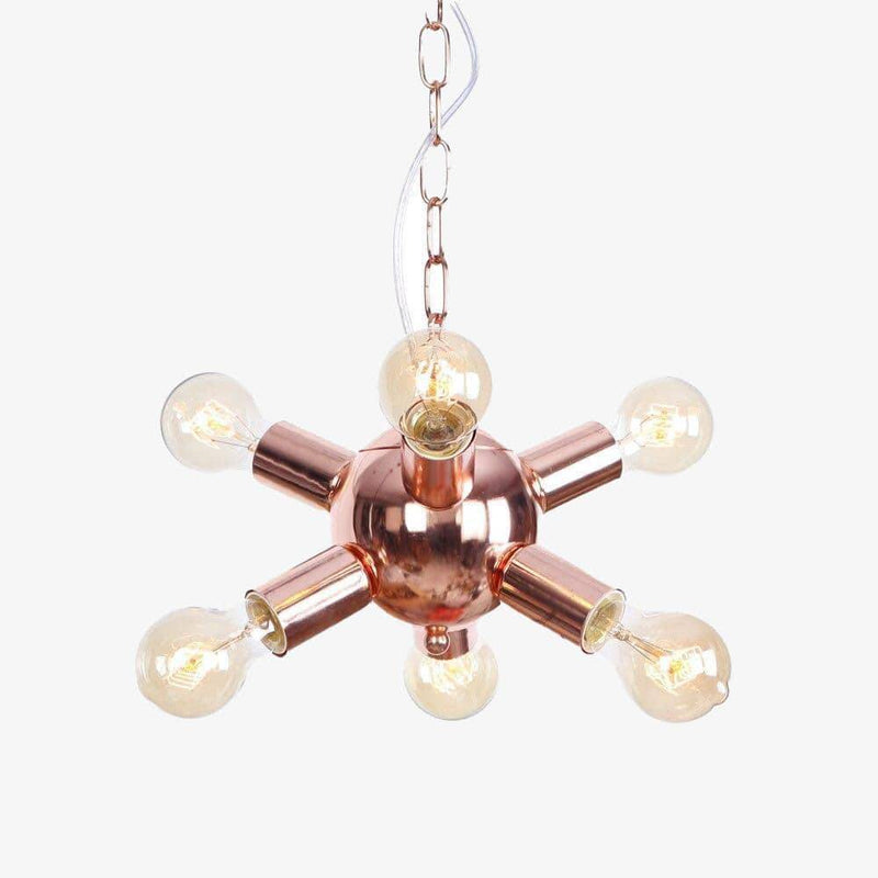 Araña design LED en metal dorado rosa con varias lámparas Fly