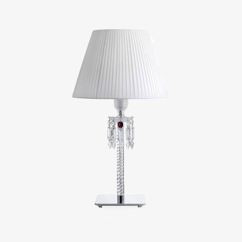 Retro LED bedside lamp with lampshade white and Diamond crystal glass