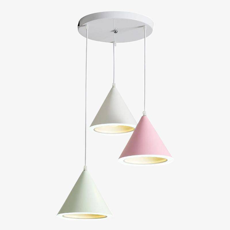 Suspension design LED en cône de couleur Nordic