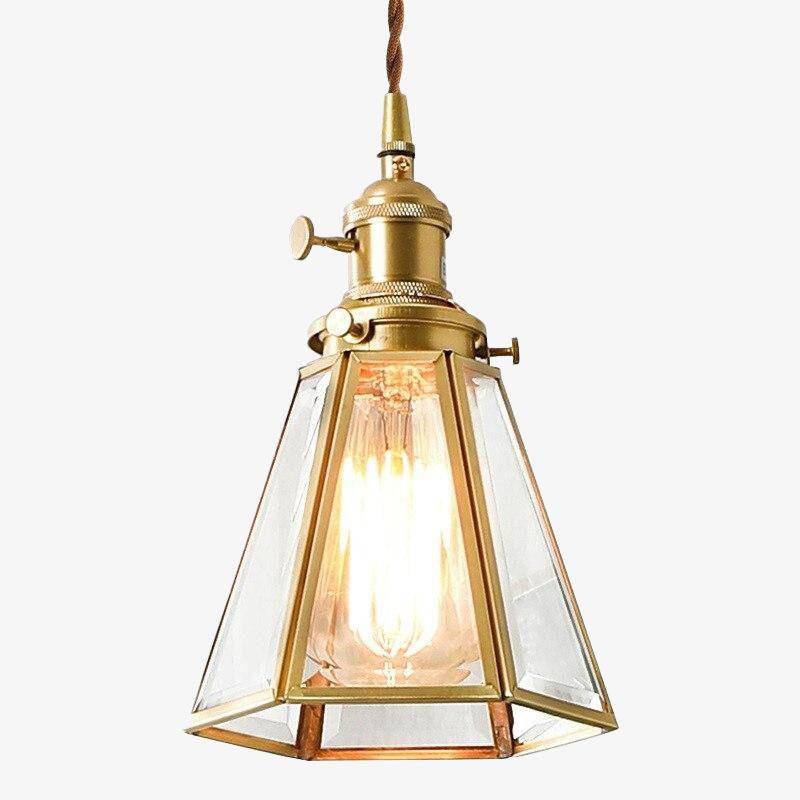 pendant light retro LED gold cage and glass Vintage