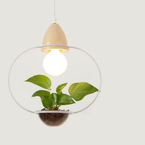 Suspension LED art déco avec des plantes Mira