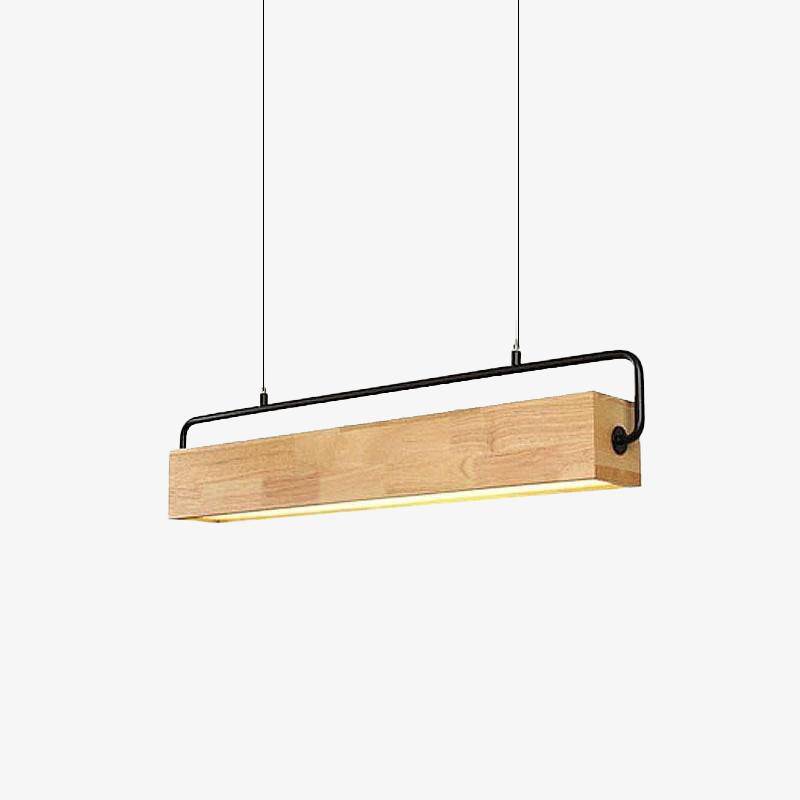 Suspension moderne LED allongée en bois style scandinave