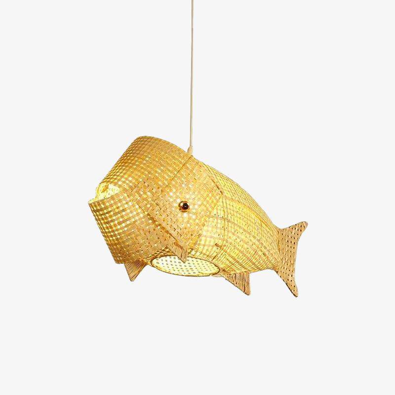 Lámpara de suspensión Ratán LED estilo pez Niños