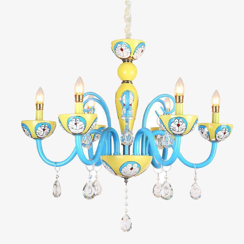 Blue and yellow cat LED chandelier