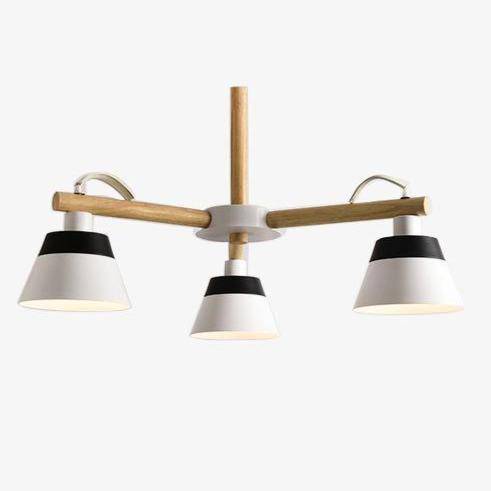 Lustre LED en bois acec abat-jour Nordic