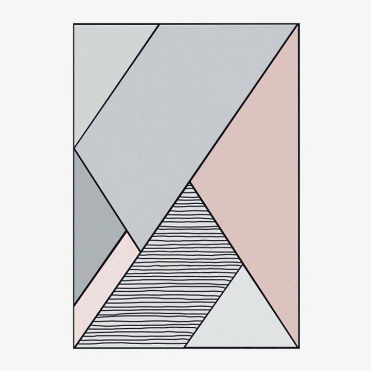 Tapis rectangle gris et rose style géométrique
