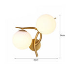 Applique murale LED design croisé avec boule de verre (noir ou doré)